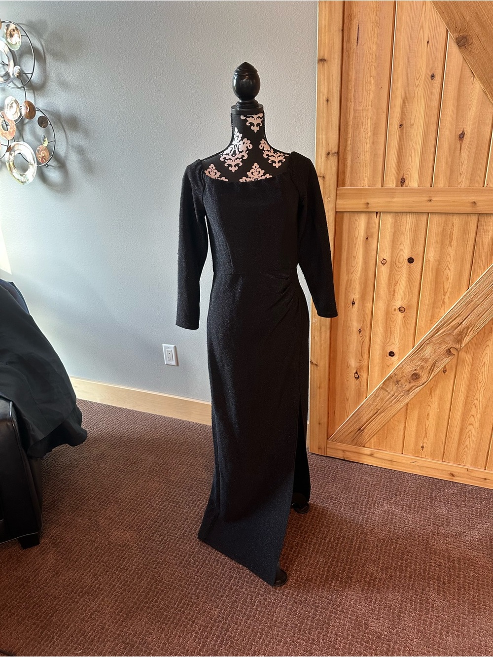 Alex Evenings Black Long Sleeve Evening Gown